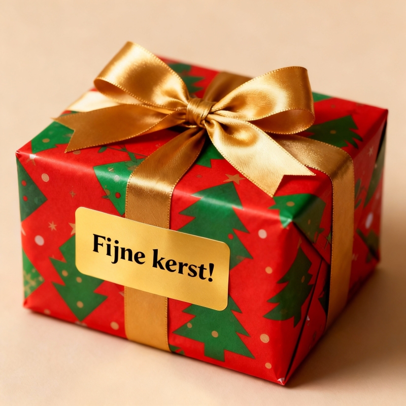 kerstcadeau met sticker